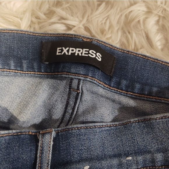 EXPRESS | RED STRIPE DISTRESSED JEANS 10 LONG - Picture 4 of 5